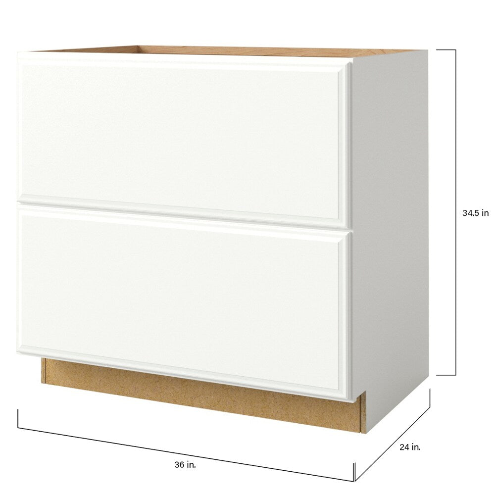 allen + roth Tilson 36-in W x 34.5-in H x 24-in D Linen 2-Drawer Base Fully Assembled Cabinet (Raised Panel Style)