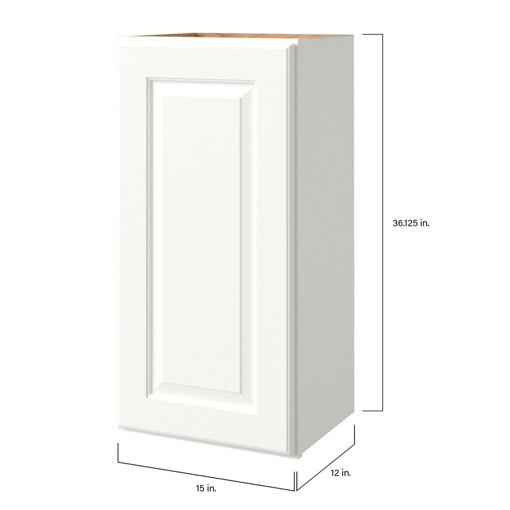 allen + roth Tilson 15-in W x 39.125-in H x 12-in D Linen Wall Fully Assembled Cabinet (Raised Panel Square Door Style)