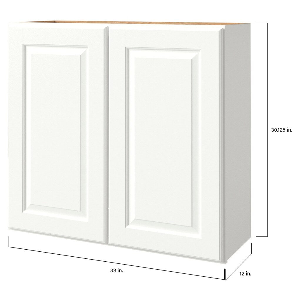 allen + roth Tilson 33-in W x 30.125-in H x 12-in D Linen Wall Fully Assembled Cabinet (Raised Panel Square Door Style)