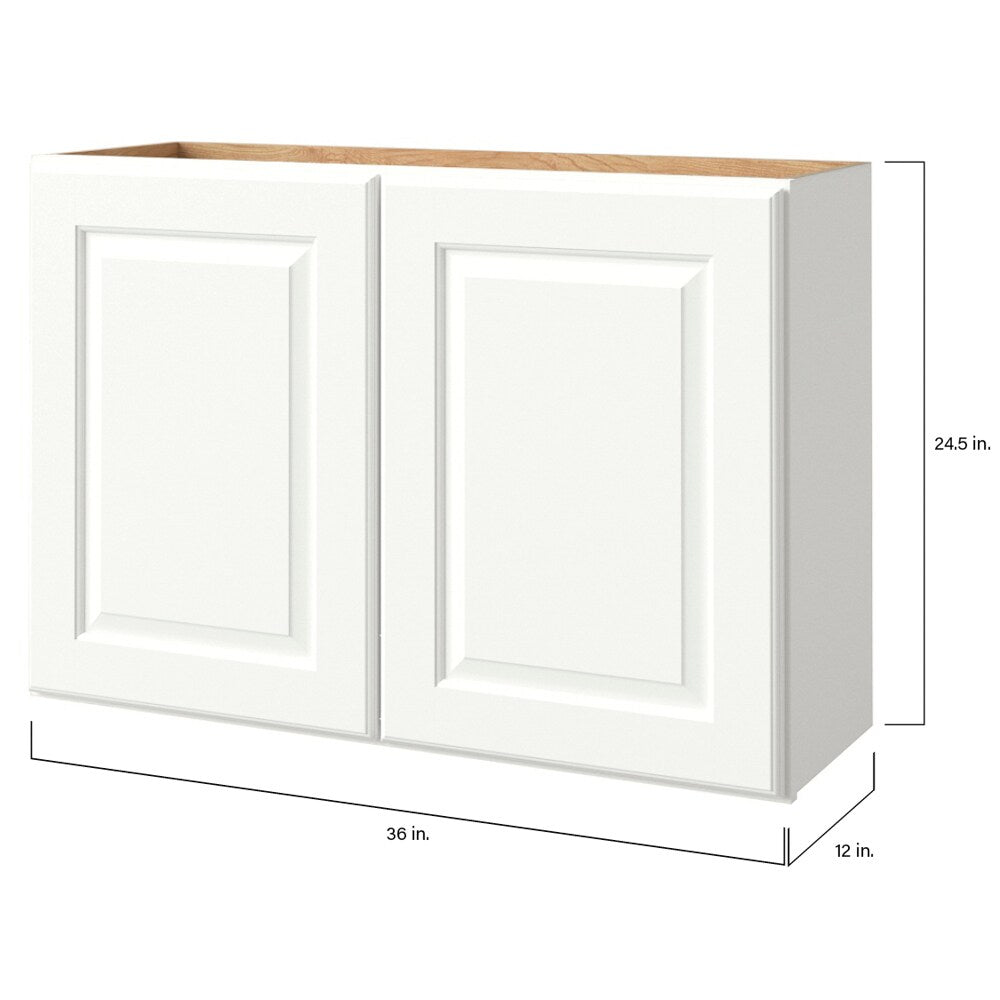 allen + roth Tilson 36-in W x 24.5-in H x 12-in D Linen Wall Fully Assembled Cabinet (Raised Panel Square Door Style)