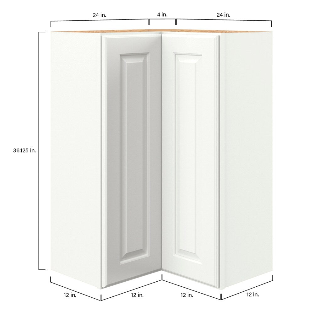 allen + roth Tilson 27-in W x 39.125-in H x 12-in D Linen Diagonal Corner Wall Fully Assembled Cabinet (Raised Panel Square Style)