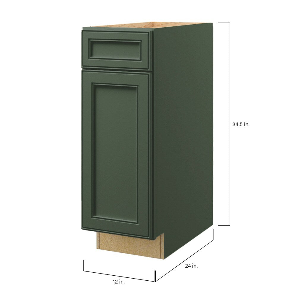 allen + roth Heathrow 12-in W x 34.5-in H x 24-in D Sage 1-Drawer Base Fully Assembled Cabinet (Recessed Panel Square Style)