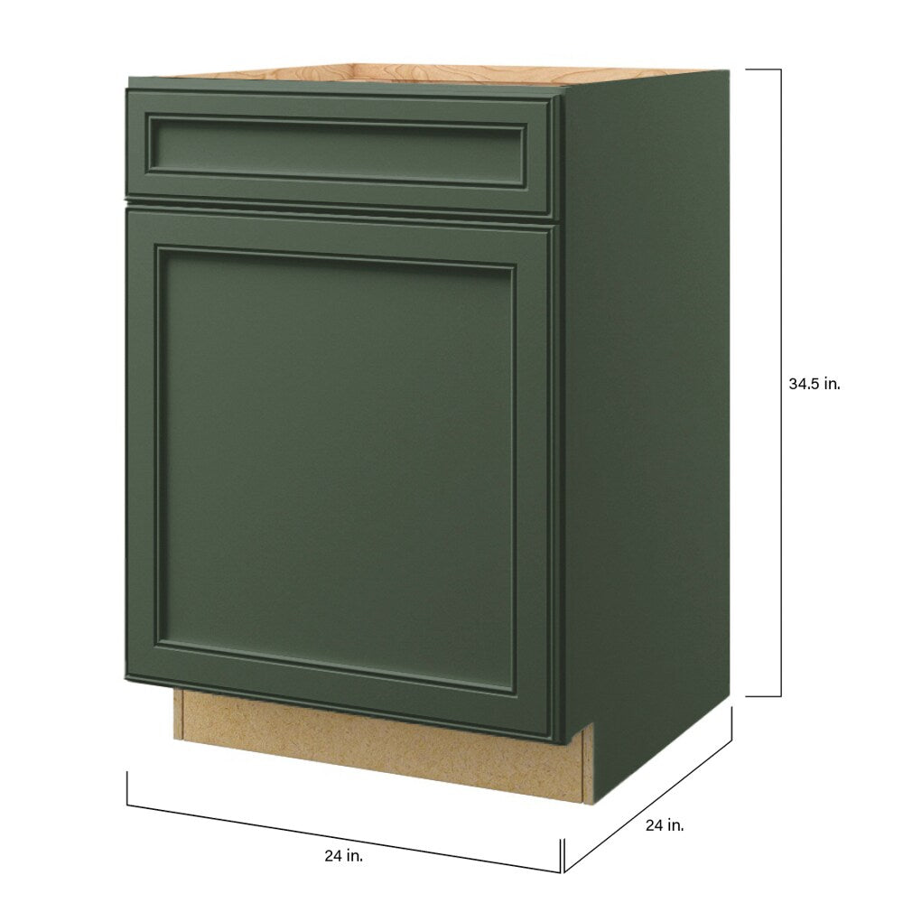 allen + roth Heathrow 24-in W x 34.5-in H x 24-in D Sage 1-Drawer Base Fully Assembled Cabinet (Recessed Panel Square Style)