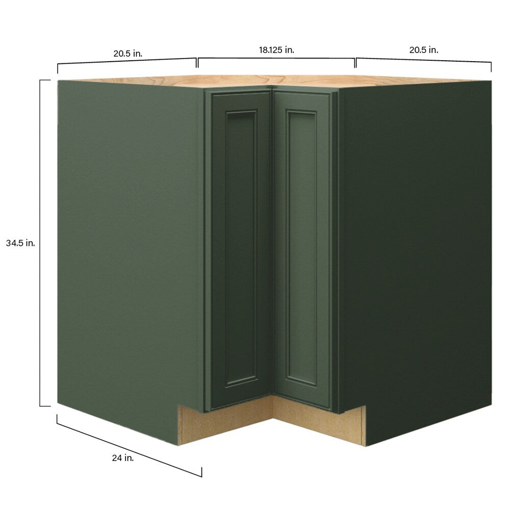 allen + roth Heathrow 33-in W x 34.5-in H x 24-in D Sage L-shaped Corner Base Fully Assembled Cabinet (Recessed Panel Square Style)