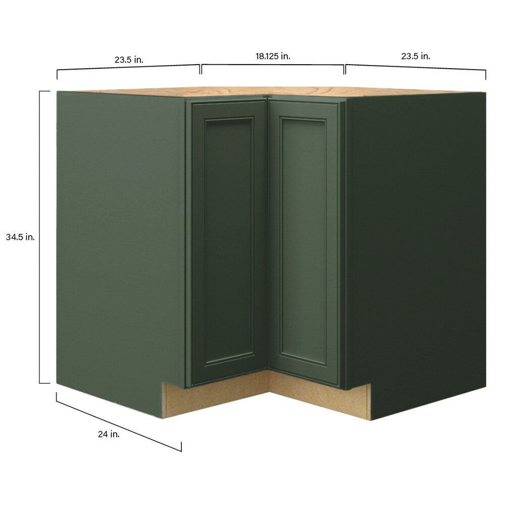 allen + roth Heathrow 36-in W x 34.5-in H x 24-in D Sage L-shaped Corner Base Fully Assembled Cabinet (Recessed Panel Square Style)