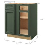 allen + roth Heathrow 36-in W x 34.5-in H x 24-in D Sage Blind 1-Drawer Corner Base Fully Assembled Cabinet (Recessed Panel Square Style)