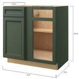 allen + roth Heathrow 33-in W x 34.5-in H x 24-in D Sage Blind 1-Drawer Corner Base Fully Assembled Cabinet (Recessed Panel Square Style)