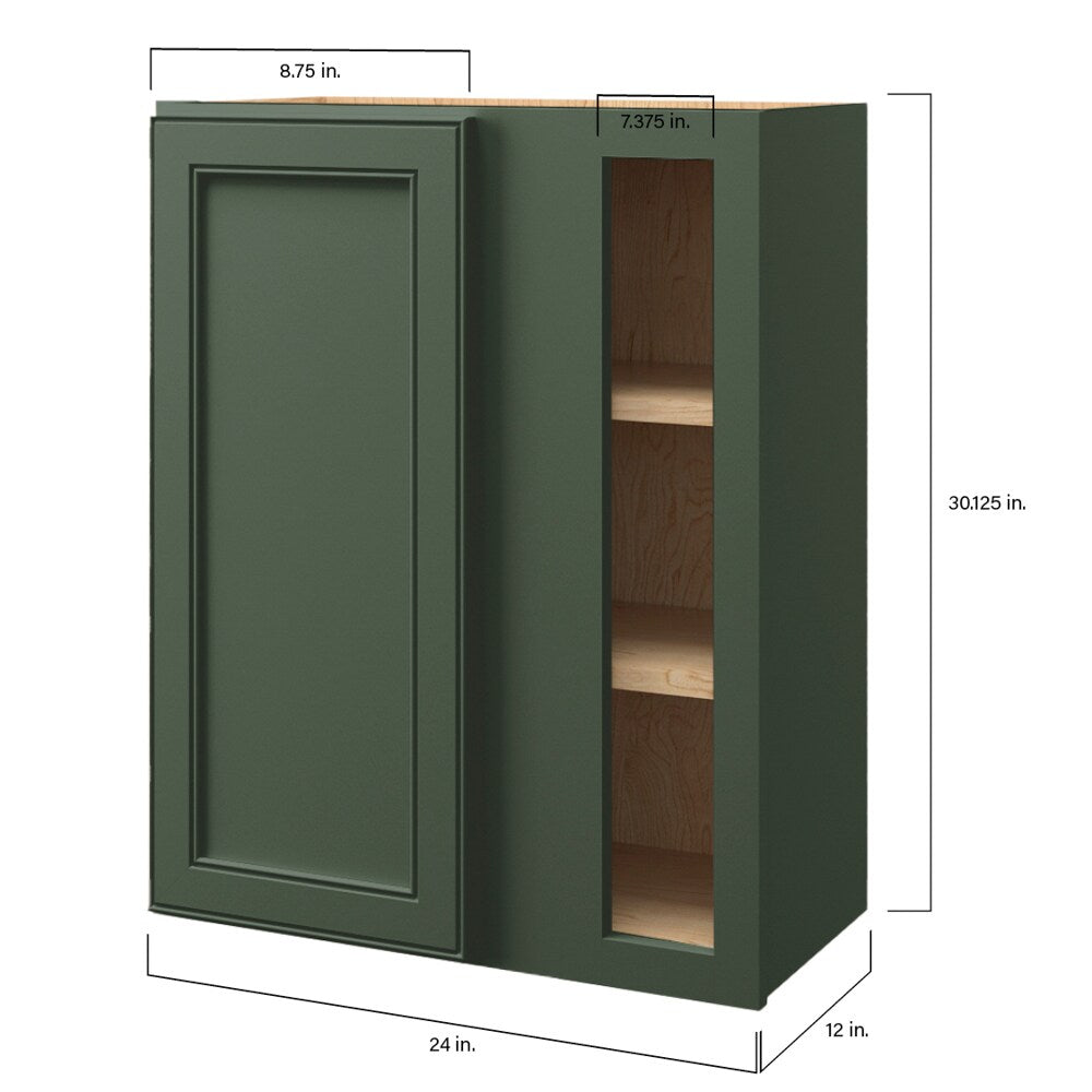 allen + roth Heathrow 24-in W x 30.125-in H x 12-in D Sage Blind Corner Wall Fully Assembled Cabinet (Recessed Panel Square Style)