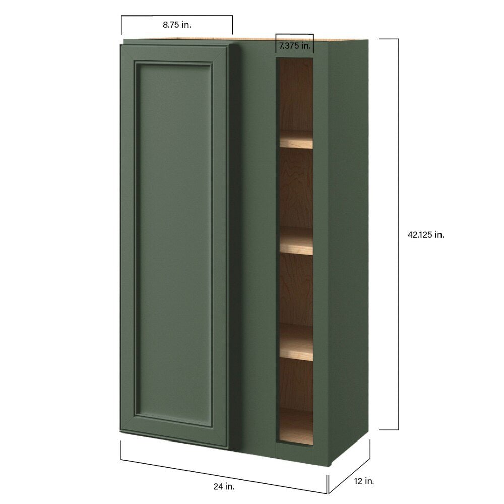 allen + roth Heathrow 24-in W x 42.125-in H x 12-in D Sage Blind Corner Wall Fully Assembled Cabinet (Recessed Panel Square Style)