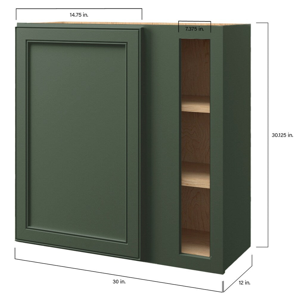 allen + roth Heathrow 30-in W x 30.125-in H x 12-in D Sage Blind Corner Wall Fully Assembled Cabinet (Recessed Panel Square Style)