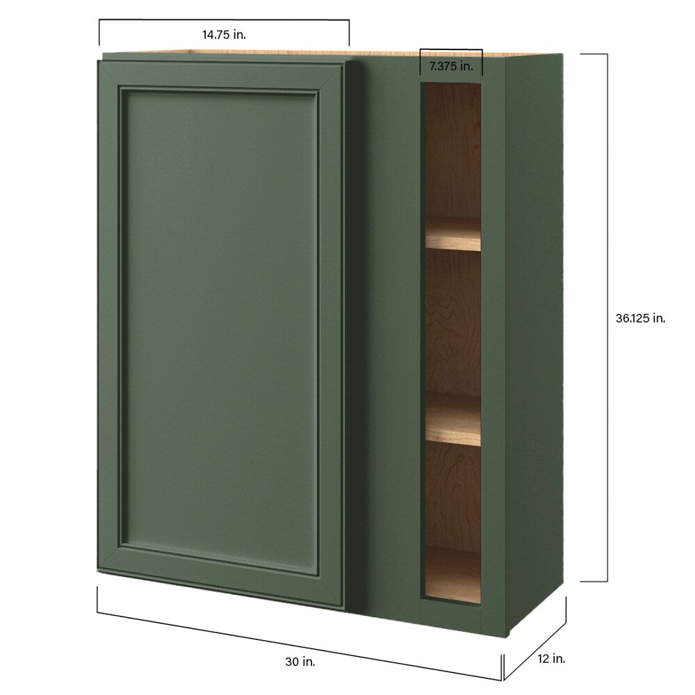allen + roth Heathrow 33-in W x 36.125-in H x 12-in D Sage Blind Corner Wall Fully Assembled Cabinet (Recessed Panel Square Style)