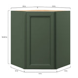 allen + roth Heathrow 24-in W x 30.125-in H x 12-in D Sage Diagonal Corner Wall Fully Assembled Cabinet (Recessed Panel Square Style)