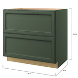 allen + roth Heathrow 36-in W x 34.5-in H x 24-in D Sage 2-Drawer Base Fully Assembled Cabinet (Recessed Panel Style)