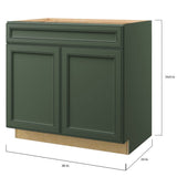 allen + roth Heathrow 36-in W x 34.5-in H x 24-in D Sage Sink Base Fully Assembled Cabinet (Recessed Panel Square Style)
