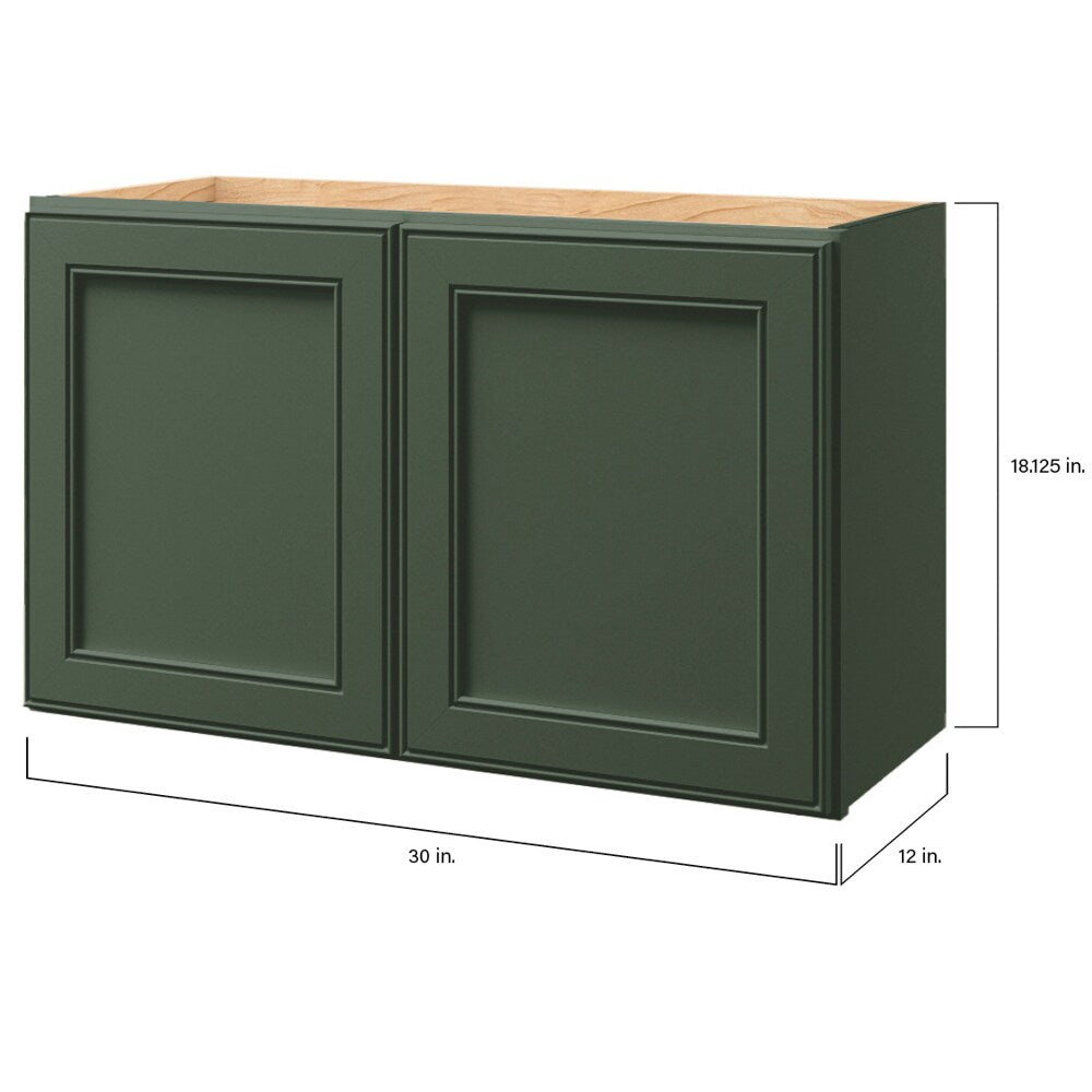 allen + roth Heathrow 30-in W x 18.125-in H x 12-in D Sage Wall Fully Assembled Cabinet (Recessed Panel Mitered Door Style)