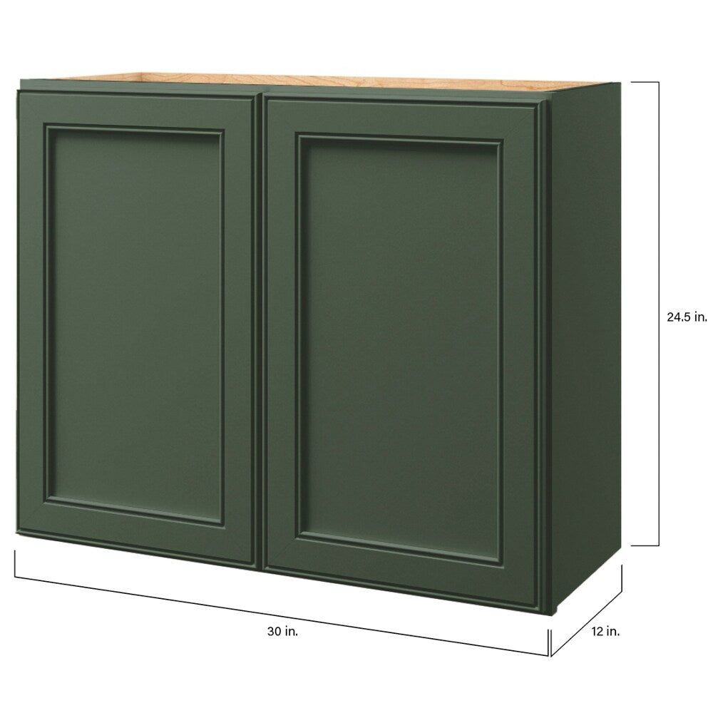 allen + roth Heathrow 30-in W x 24.5-in H x 12-in D Sage Wall Fully Assembled Cabinet (Recessed Panel Square Door Style)