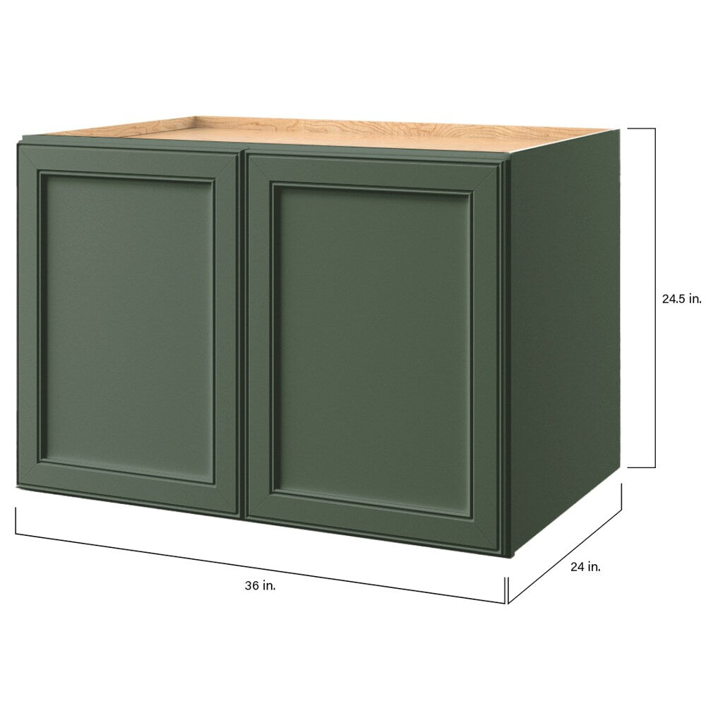 allen + roth Heathrow 36-in W x 24.5-in H x 24-in D Sage Wall Fully Assembled Cabinet (Recessed Panel Square Door Style)