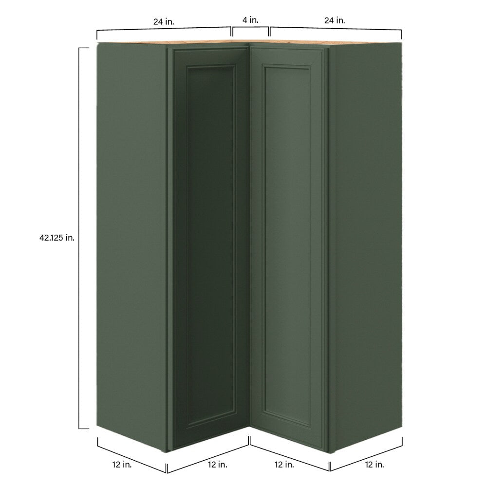 allen + roth Heathrow 24-in W x 42.125-in H x 12-in D Sage L-shaped Corner Wall Fully Assembled Cabinet (Recessed Panel Square Style)