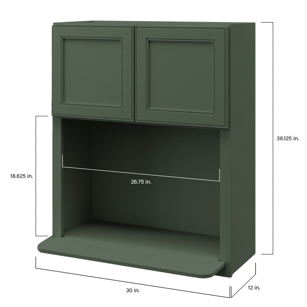 allen + roth Heathrow 26.75-in W x 18.625-in H x 17.75-in D Sage Microwave Wall Fully Assembled Cabinet (Recessed Panel Square Style)