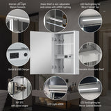 Forclover 20-in x 30-in Lighted LED Fog Free Surface Mount Aluminum Mirrored Soft Close Medicine Cabinet with Outlet