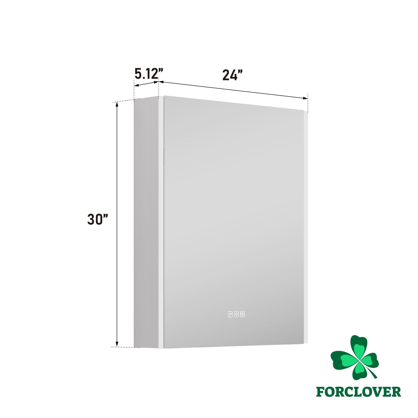 Forclover 24-in x 30-in Lighted LED Fog Free Surface Mount Aluminum Mirrored Soft Close Medicine Cabinet with Outlet