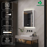Forclover 24-in x 30-in Lighted LED Fog Free Surface Mount Aluminum Mirrored Soft Close Medicine Cabinet with Outlet