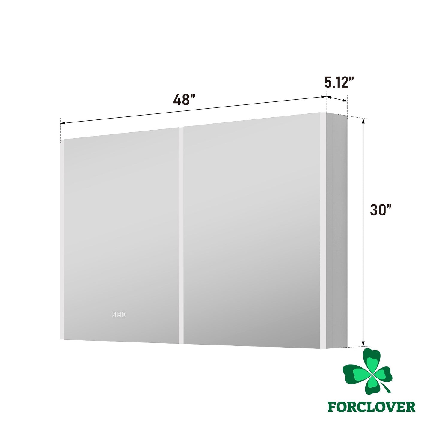 Forclover 48-in x 30-in Lighted LED Fog Free Surface Mount Aluminum Mirrored Soft Close Medicine Cabinet with Outlet