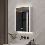 Forclover 24-in x 30-in Lighted LED Fog Free Surface Mount Aluminum Mirrored Soft Close Medicine Cabinet with Outlet