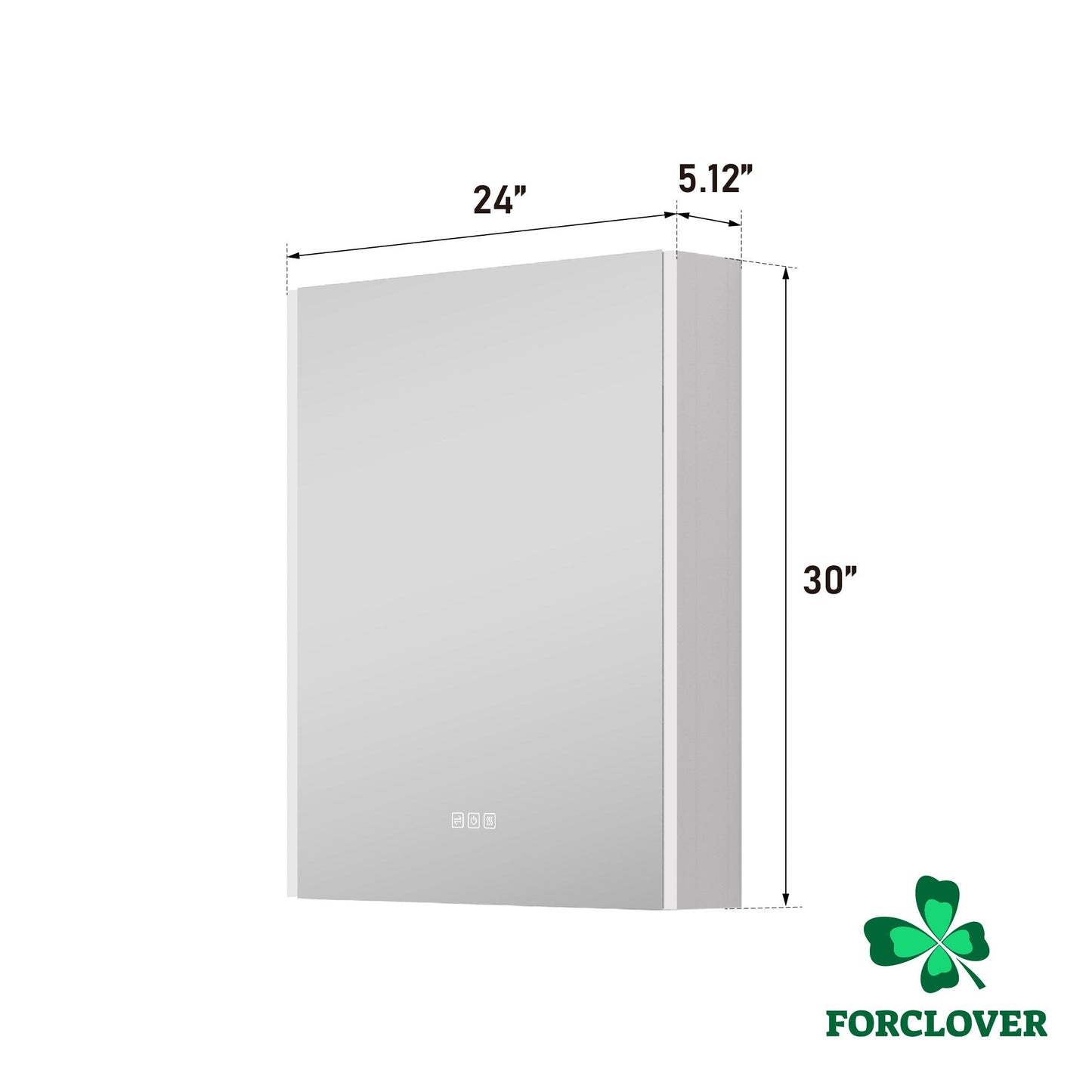 Forclover 24-in x 30-in Lighted LED Fog Free Surface Mount Aluminum Mirrored Soft Close Medicine Cabinet with Outlet