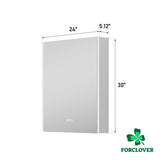 Forclover 24-in x 30-in Lighted LED Fog Free Surface Mount Aluminum Mirrored Soft Close Medicine Cabinet with Outlet