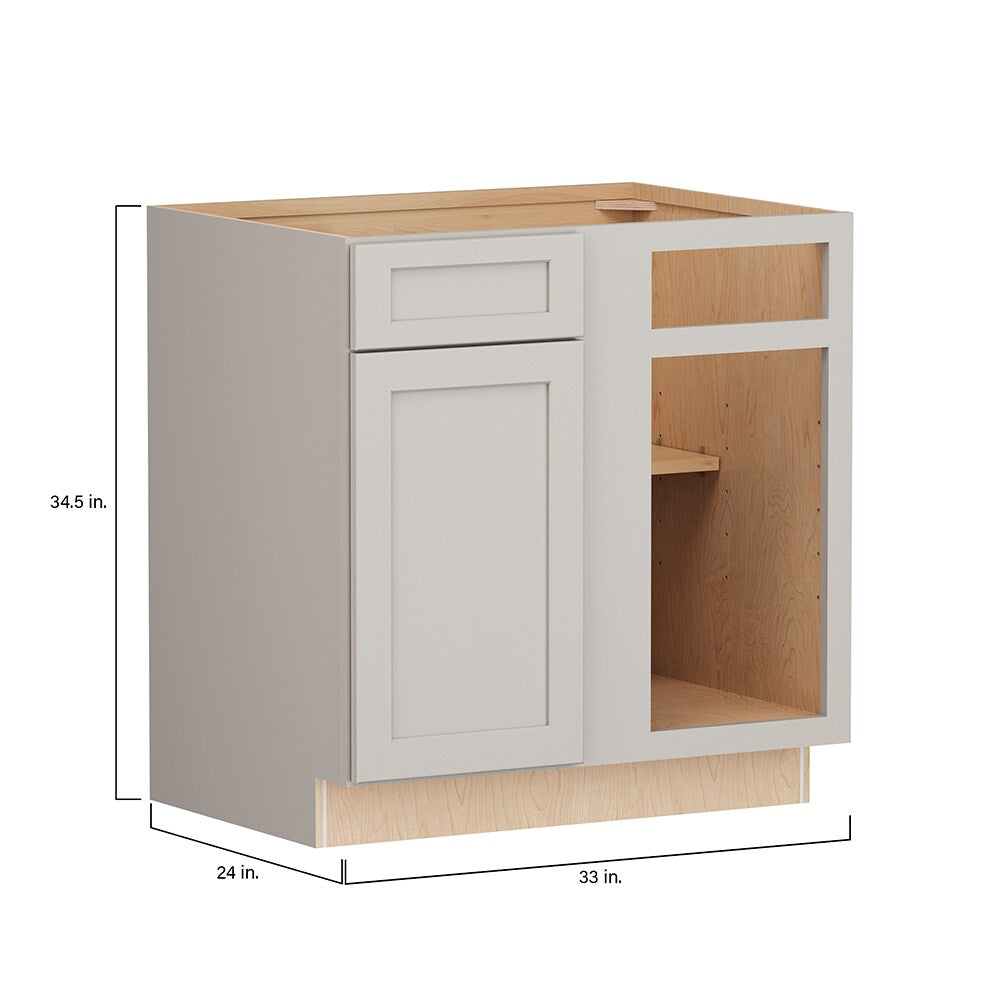 Shenandoah PRO Express Breckenridge 33-in W x 35.4-in H x 24-in D Stone Full Overlay Blind 1-Drawer Corner Base Fully Assembled Plywood Cabinet (Recessed Panel Shaker Style)