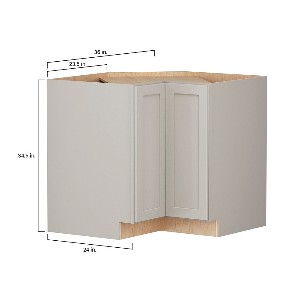 Shenandoah PRO Express Breckenridge 36-in W x 34.5-in H x 24-in D Stone Full Overlay Lazy Susan Corner Base Fully Assembled Plywood Cabinet (Recessed Panel Shaker Style)