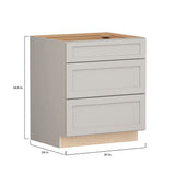 Shenandoah PRO Express Breckenridge 30-in W x 34.5-in H x 24-in D Stone Full Overlay 3-Drawer Base Fully Assembled Plywood Cabinet