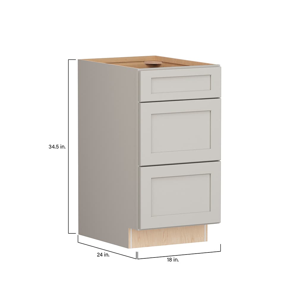 Shenandoah PRO Express Breckenridge 18-in W x 34.5-in H x 24-in D Stone Full Overlay 3-Drawer Base Fully Assembled Plywood Cabinet