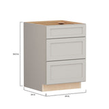 Shenandoah PRO Express Breckenridge 24-in W x 34.5-in H x 24-in D Stone Full Overlay 3-Drawer Base Fully Assembled Plywood Cabinet