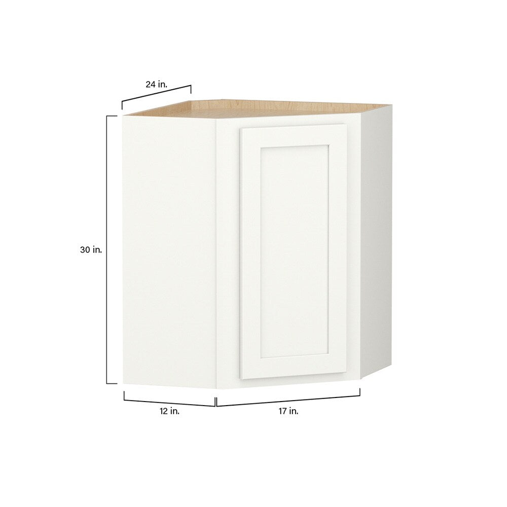 Shenandoah PRO Express Breckenridge 24-in W x 30.125-in H x 12-in D Linen Full Overlay Diagonal Corner Wall Fully Assembled Plywood Cabinet (Recessed Panel Shaker Style)