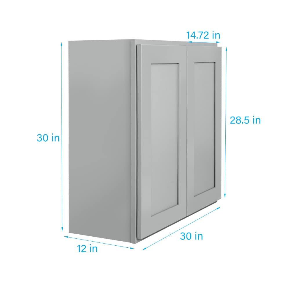 RELIABILT Overlake 30-in W x 30-in H x 12-in D Gray Wall Ready To Assemble Plywood Cabinet (Recessed Panel Shaker Door Style)