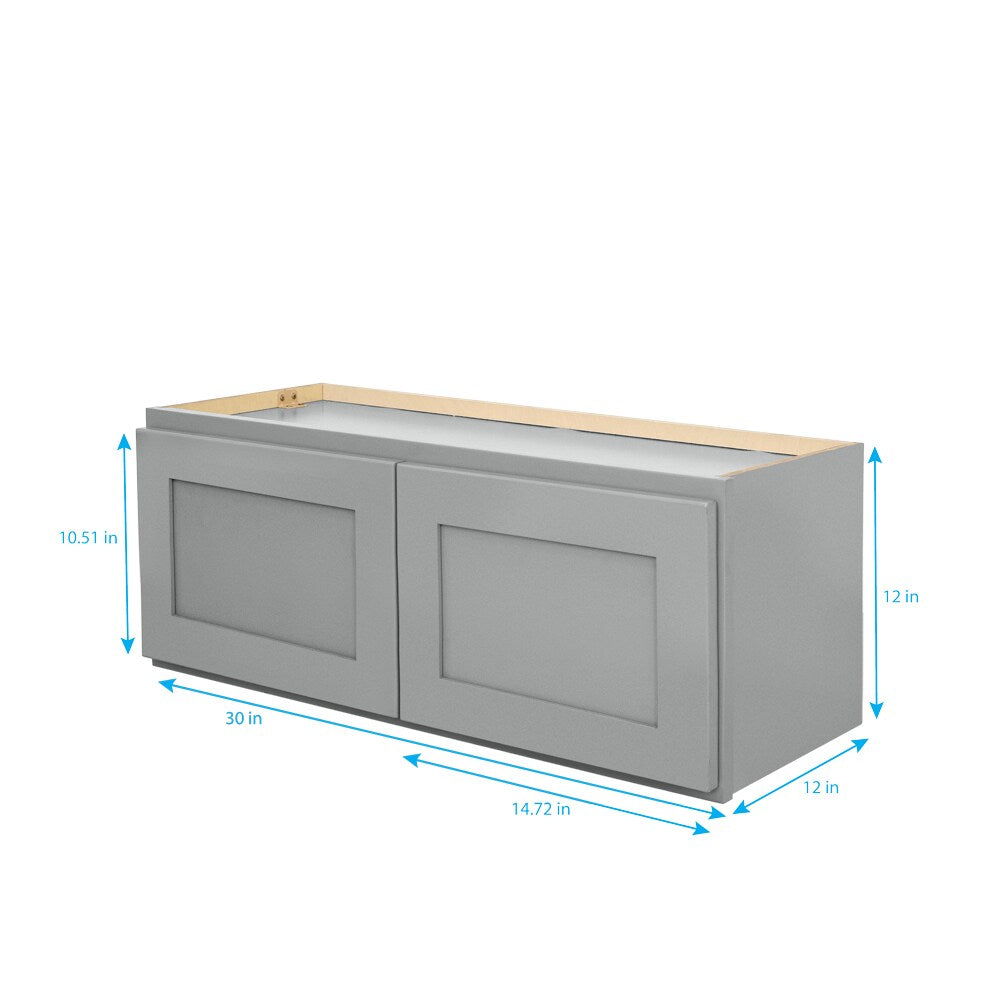 RELIABILT Overlake 30-in W x 12-in H x 12-in D Gray Wall Ready To Assemble Plywood Cabinet (Recessed Panel Shaker Door Style)