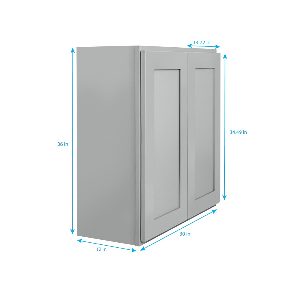 RELIABILT Overlake 30-in W x 36-in H x 12-in D Gray Wall Ready To Assemble Plywood Cabinet (Recessed Panel Shaker Door Style)