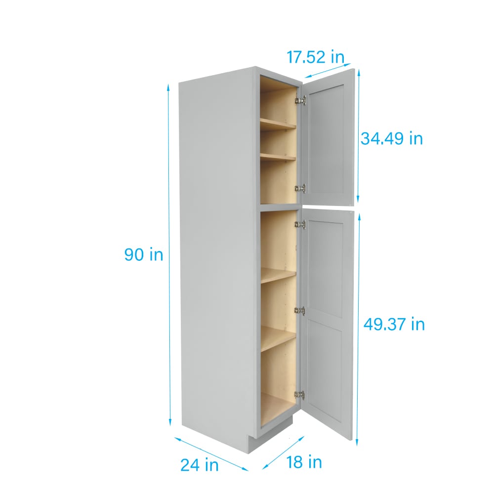 RELIABILT Overlake 18-in W x 90-in H x 24-in D Gray Pantry Ready To Assemble Plywood Cabinet (Recessed Panel Shaker Door Style)