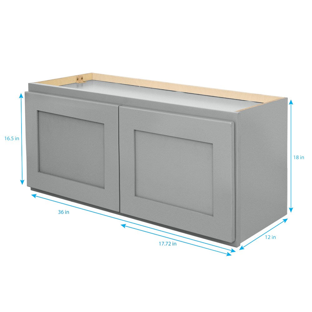 RELIABILT Overlake 36-in W x 18-in H x 12-in D Gray Wall Ready To Assemble Plywood Cabinet (Recessed Panel Shaker Door Style)