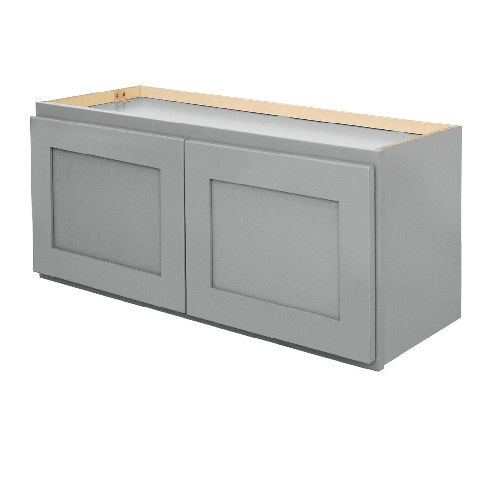 RELIABILT Overlake 36-in W x 18-in H x 12-in D Gray Wall Ready To Assemble Plywood Cabinet (Recessed Panel Shaker Door Style)
