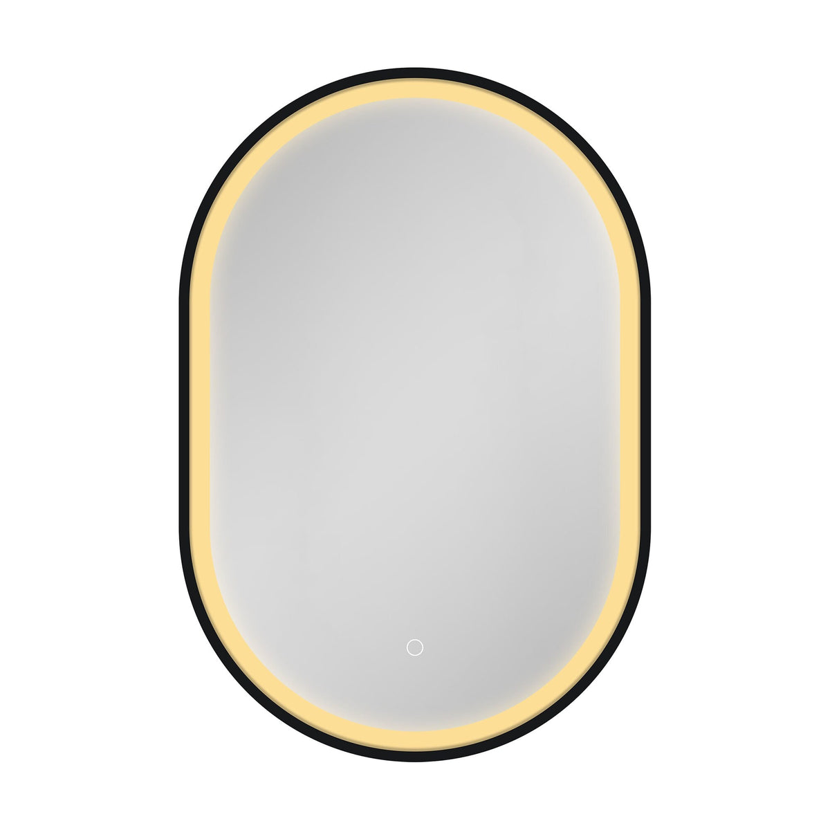 WELLFOR 21-in x 31-in Lighted LED Fog Free Surface Mount Black Mirrored Oval Medicine Cabinet