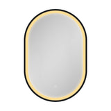 WELLFOR 21-in x 31-in Lighted LED Fog Free Surface Mount Black Mirrored Oval Medicine Cabinet
