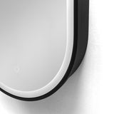 WELLFOR 21-in x 31-in Lighted LED Fog Free Surface Mount Black Mirrored Oval Medicine Cabinet