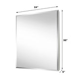 WELLFOR 24-in x 30-in Surface/Recessed Mount Aluminium Mirrored Soft Close Medicine Cabinet