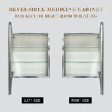 WELLFOR 24-in x 30-in Surface/Recessed Mount Aluminium Mirrored Soft Close Medicine Cabinet