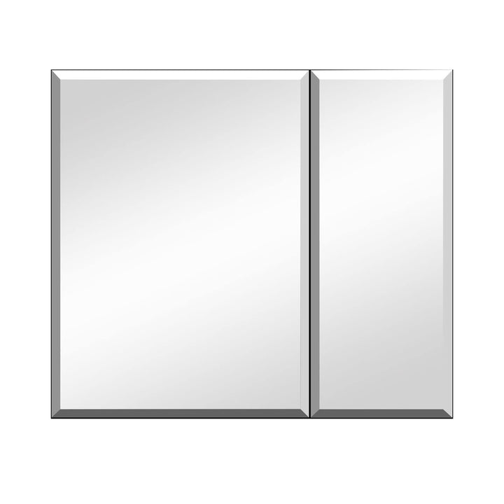 WELLFOR 30-in x 26-in Surface/Recessed Mount Aluminium Mirrored Soft Close Medicine Cabinet