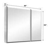 WELLFOR 30-in x 26-in Surface/Recessed Mount Aluminium Mirrored Soft Close Medicine Cabinet
