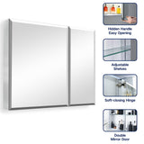 WELLFOR 30-in x 26-in Surface/Recessed Mount Aluminium Mirrored Soft Close Medicine Cabinet